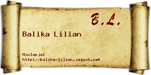 Balika Lilian névjegykártya